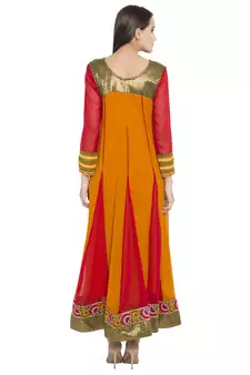 Mustard Embroidered Georgette kurta &