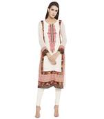 Off White Embroidered Georgette kurta &