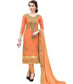 Orange embroidered chanderi salwar with dupatta