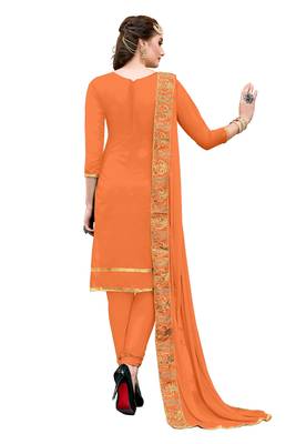 Orange embroidered chanderi salwar with dupatta 2
