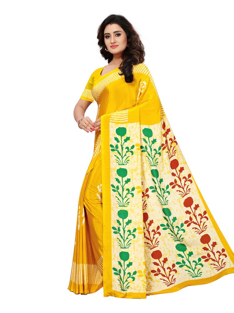 Yellow Powder crape Saree