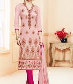 Baby-pink embroidered cotton salwar with dupatta