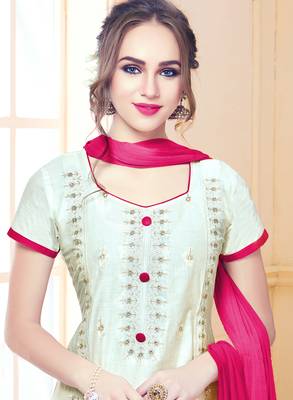 White embroidered cotton salwar with dupatta 2