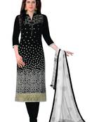 Black Embroidered Cotton Salwar With Dupatta