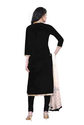 Black Embroidered Cotton Salwar With Dupatta 2