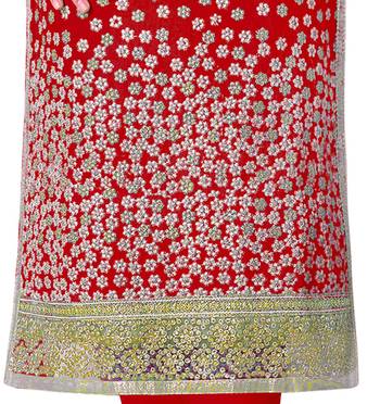Red Embroidered Cotton Salwar With Dupatta 3