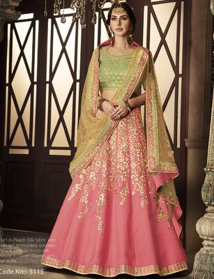 Pink Embroidered Silk Lehenga Choli With Dupatta 1