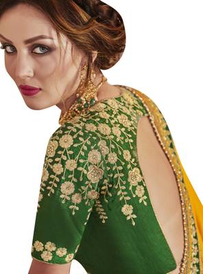 Dark-Green Embroidered Brocade Lehenga Choli With Dupatta 2
