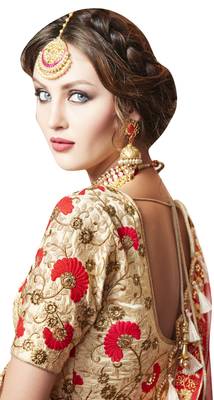 Beige Embroidered Handloom Silk Lehenga Choli With Dupatta 2