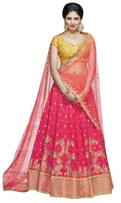 Pink Embroidered Handloom Silk Lehenga Choli With Dupatta 1