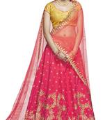 Pink Embroidered Handloom Silk Lehenga Choli With Dupatta