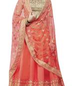 Orange Embroidered Handloom Silk Lehenga Choli With Dupatta