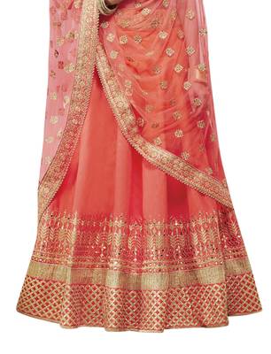 Orange Embroidered Handloom Silk Lehenga Choli With Dupatta 2