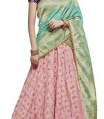 Pink Embroidered Tussar Silk Lehenga Choli With Dupatta
