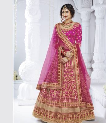Blue' Embroidered Bhagal Puri Silk Lehenga Choli With Dupatta 1