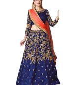 Blue Embroidered Art Silk Lehenga Choli With Dupatta