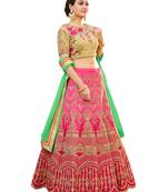 Pink Embroidered Art Silk Lehenga Choli With Dupatta