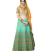 Aqua Blue Embroidered Art Silk Lehenga Choli With Dupatta