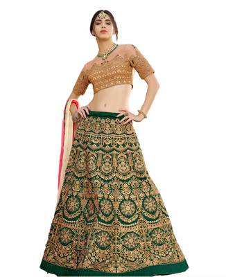 Green Embroidered Art Silk Lehenga Choli With Dupatta 1