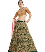 Green Embroidered Art Silk Lehenga Choli With Dupatta