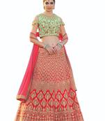 Red Embroidered Art Silk Lehenga Choli With Dupatta