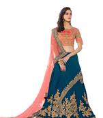 Blue Embroidered Art Silk Lehenga Choli With Dupatta