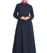 Navy Plain Poly Crepe Islamic Abaya