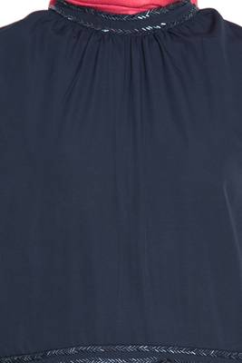Navy Plain Poly Crepe Islamic Abaya 4