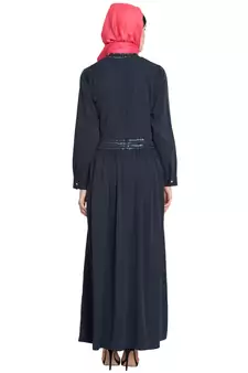 Navy Plain Poly Crepe Islamic Abaya