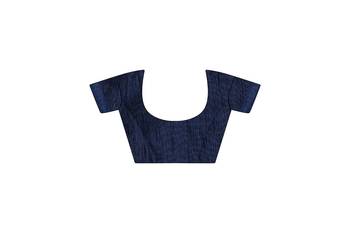 Navy blue embroidered faux georgette saree with blouse 4