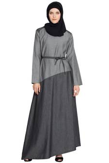 Grey Plain Cotton Islamic Abaya
