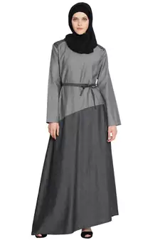 Grey Plain Cotton Islamic Abaya