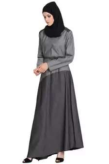 Grey Plain Cotton Islamic Abaya