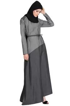 Grey Plain Cotton Islamic Abaya