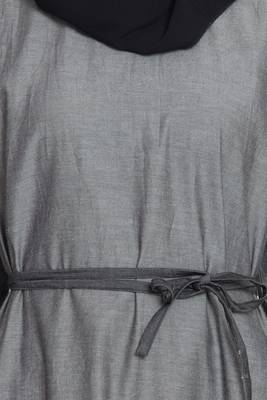 Grey Plain Cotton Islamic Abaya 5