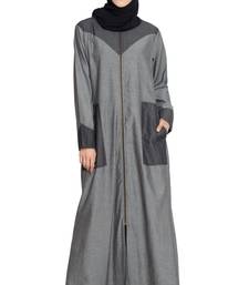 Grey Plain Cotton Islamic Abaya