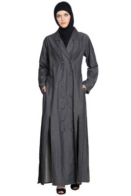 Black Plain Cotton Islamic Abaya 1