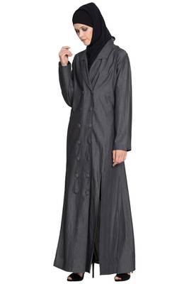 Black Plain Cotton Islamic Abaya 2