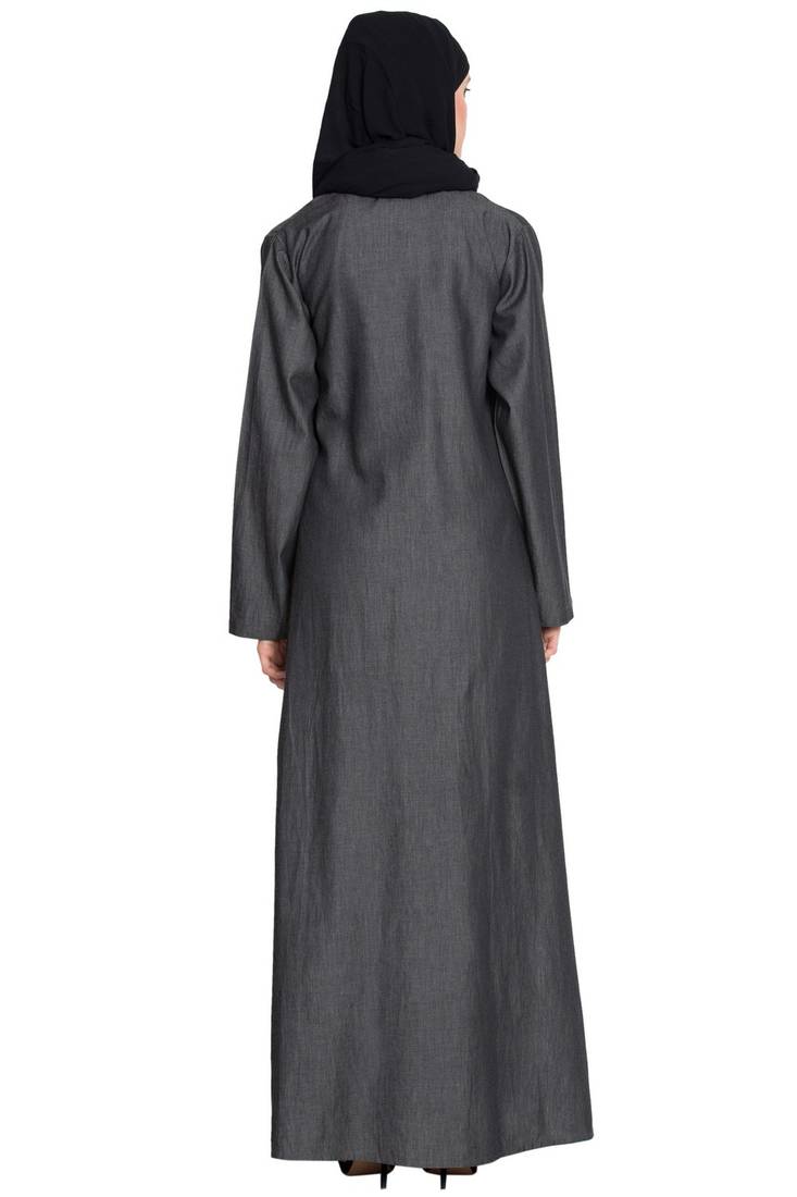 Black Plain Cotton Islamic Abaya