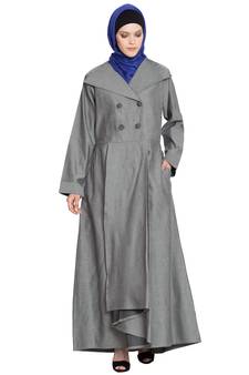 Silver Grey Plain Cotton Islamic Abaya