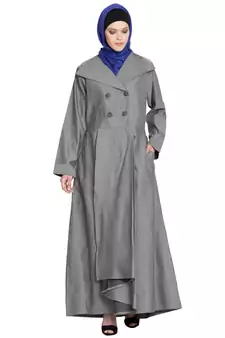 Silver Grey Plain Cotton Islamic Abaya