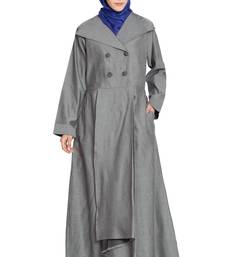Silver Grey Plain Cotton Islamic Abaya
