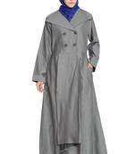 Silver Grey Plain Cotton Islamic Abaya