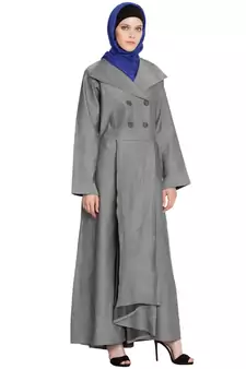 Silver Grey Plain Cotton Islamic Abaya