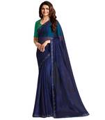 Blue printed georgette saree with blouse