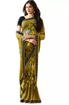 Multicolor printed georgette  saree with blouse