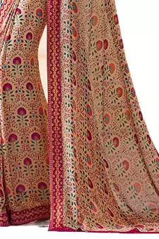 Multicolor printed georgette  saree with blouse