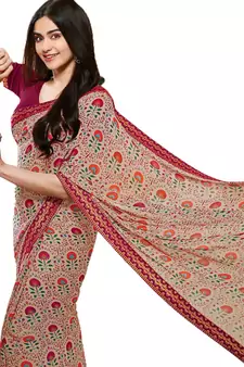 Multicolor printed georgette  saree with blouse
