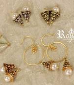 Royal golden Pearl jumkis adjustable earrings,Five designs