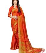 Orange woven banarasi saree with blouse